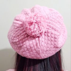 Nike girls knit pink glittered beret
